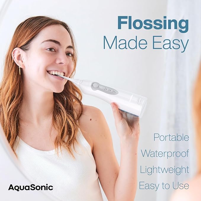 AquaSonic Water Flosser - Cordless Rechargeable Water Flossers for Teeth Cleaning - Waterproof Aqua Flosser, Portable Oral Irrigator for Dental Cleaning with 5 Jet Tips – Braces Home Travel