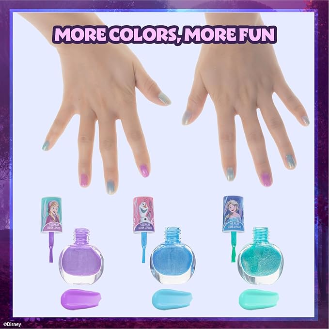 Frozen Train Case Beauty Set, Kids Makeup Kit for Girls, Real Washable Makeup Set, Play Makeup, Party Favor, Birthday, Ages 3 4 5 6 7 8 9 10 11 12 by Townley Girl