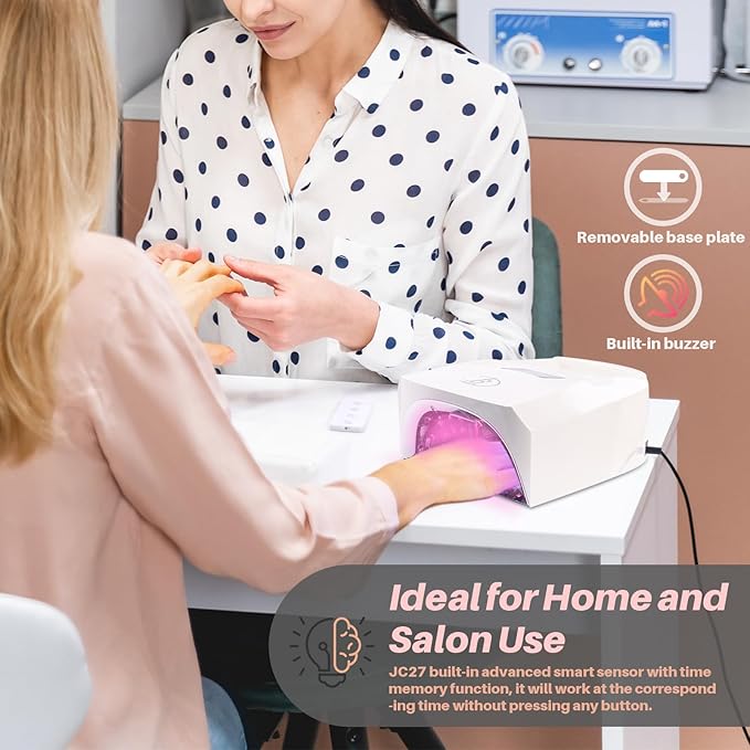 UV LED Nail Lamp,96W Rechargeable Cordless Nail Dryer, 52 Beads Quick Dry with Remote Control,4 Timers,Auto Sensor,Key Sound,Built-in Cooling Fan,Professional Gel Polish UV Light (White)