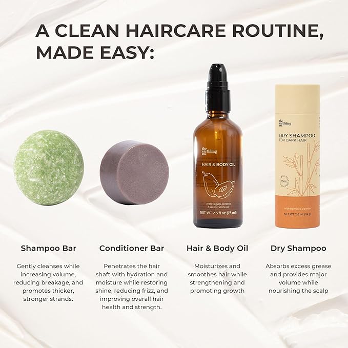 The Earthling Co. Shampoo & Conditioner Bar Set - Promote Hair Growth, Strengthen & Volumize All Hair Types - Paraben & Sulfate Free Formula with Natural Ingredients for Dry Hair (Vanilla Coconut)