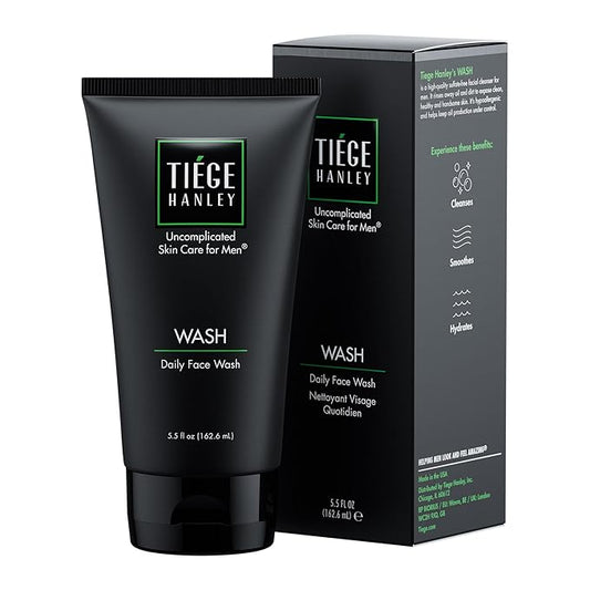 Tiege Hanley Daily Mens Face Wash, 5.5 Oz - Gentle Fragrance-Free Face Cleanser for Men Revitalizes, Hydrates & Softens Skin - Men's Face Wash & Facial Cleanser Skincare for Dry & Sensitive Skin