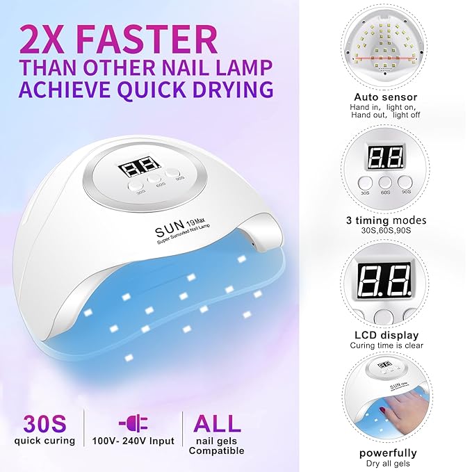 Gel Nail Polish Kit,With UV LED Nail Dryer,Electric nail drill kit,Nail Tools DIY Home