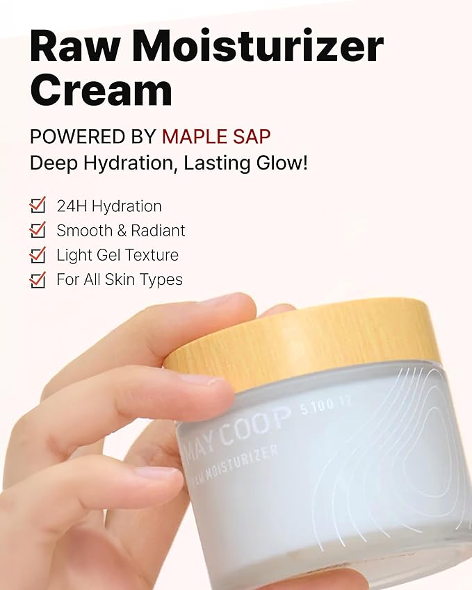 MAY COOP Raw Moisturizer Face Cream – Daily Hydrating Cream with Maple Sap for Deep Hydration, Softening & Nourishing - Korean Skincare, Vegan Clean Beauty, 2.8oz.