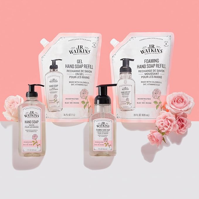 J.R. Watkins Rosewater Liquid Hand Soap Refill Pouch 1 L