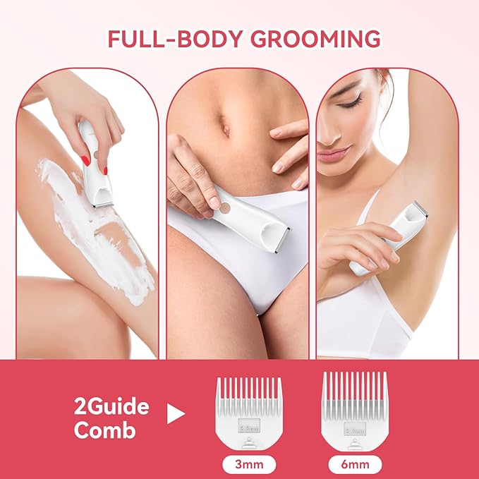 Bikini Trimmer for Women, Maxgroom Electric Razors for Women, Wet/Dry Pubic Hair Trimmer, Ceramic Blades for Intimate Grooming & DIY Styling, Women's Hygiene Shaver
