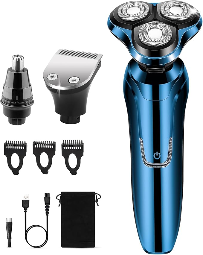 Electric Razor for Men, Men's Rotary Shavers, Waterproof,Wet and Dry Rechargeable Electric Shaver for Men's Faces with a Cordless and Floating Head, Portable Travel Razor,an Ideal Gift for Men