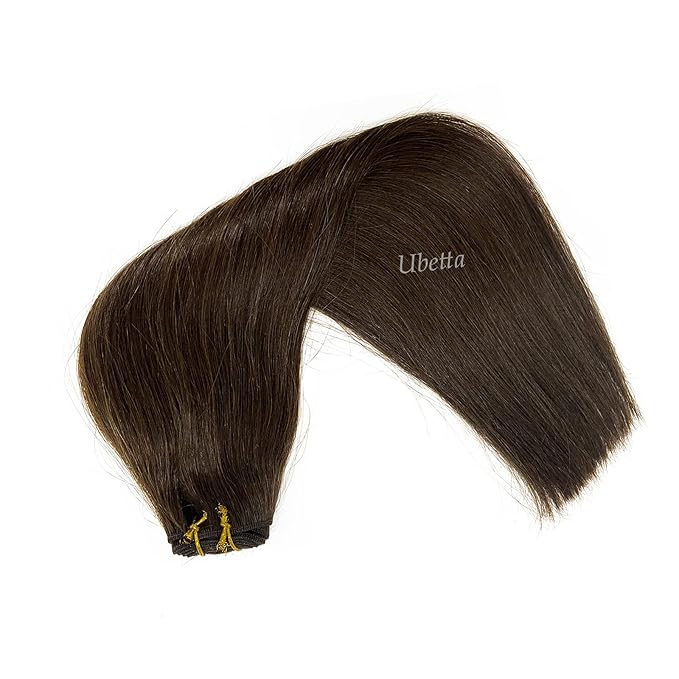 Sew in Weft Hair Extensions Human Hair Bundles, Dark Brown Sew in Hair Extensions Real Human Hair for Women, 80G 12Inch Remy Human Hair Sew in Extensions Hand Tied Weft Hair Extensions