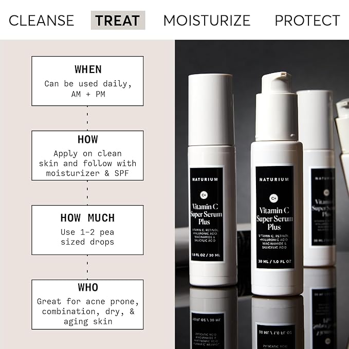 Naturium Vitamin C Super Serum Plus, Smoothing Face Care, plus Retinol, Hyaluronic Acid, Niacinamide & Salicylic Acid, 1 oz