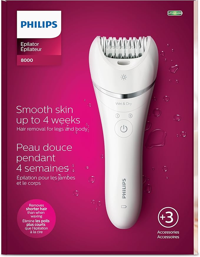 Philips Beauty Epilator Series 8000 for Women, with 3 Accessories, BRE700/04
