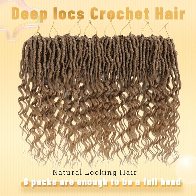 14 Inch 8 Packs Blonde Crochet Hair for Women Discover Beautiful Goddess Locs Crochet Hair Faux Locs with Curly Ends Trendy Crochet Locs for Every Occasion
