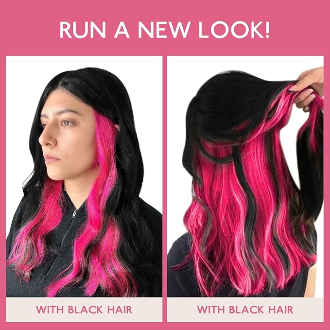 Wennalife Tape in Hair Extensions Human Hair Hot Pink Tape in Extensions, 10pcs 25g 14 inch Remy Invisible Tape Ins Straight Colored Soft Real Human Hair Tape in Extensions Refill Set Extensions