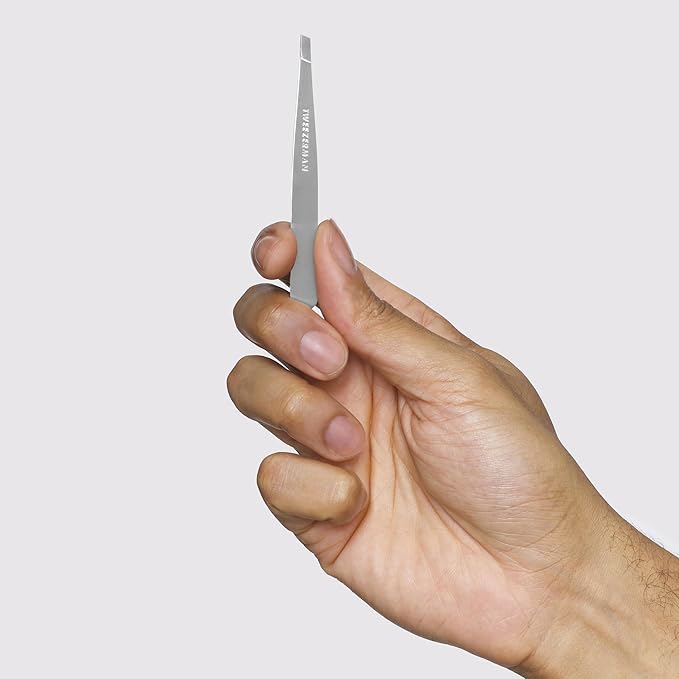 Tweezerman Stainless Steel Slant Tweezer - Eyebrow Tweezers for Women and Men (Classic Stainless)
