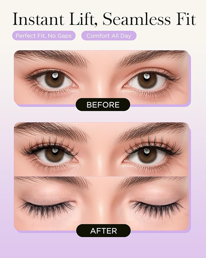 BEYELIAN Soft Magnetic Eyelashes, Reusable Magnetic Lashes with Applicator Natural Look No Glue Needed Comfortable & Secure Fit for All-Day Wear (1 Pair,SME35)