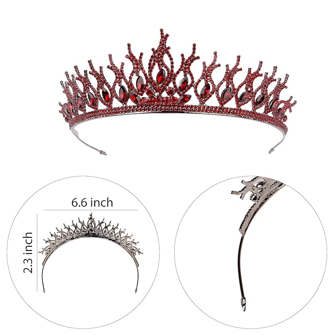 LIMELIA Women's Tiara for Henna Wedding Party|Glitter Hair Accessories for Bridal Birthday Pageant Prom Halloween Cos-play Christmas Party|Tulip-Burgundy
