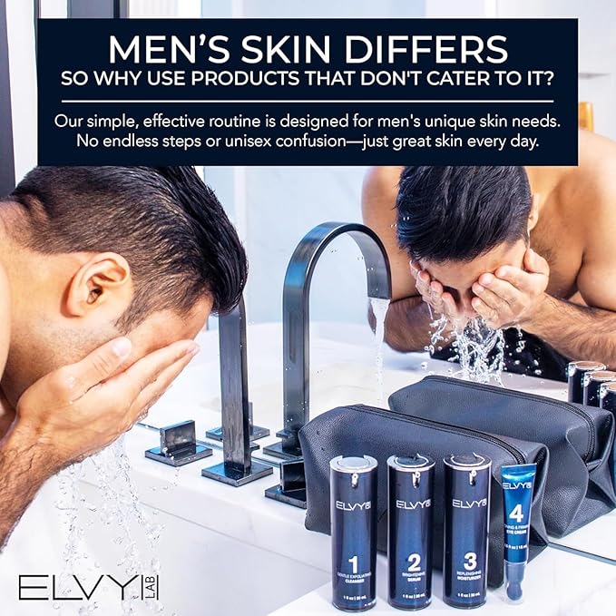 Complete Men's Skincare Set | 4-Step Grooming Kit with Cleanser, Vitamin C Serum, Face Moisturizer & Eye Cream | Hydrating and Rejuvenating Skincare for All Skin Types