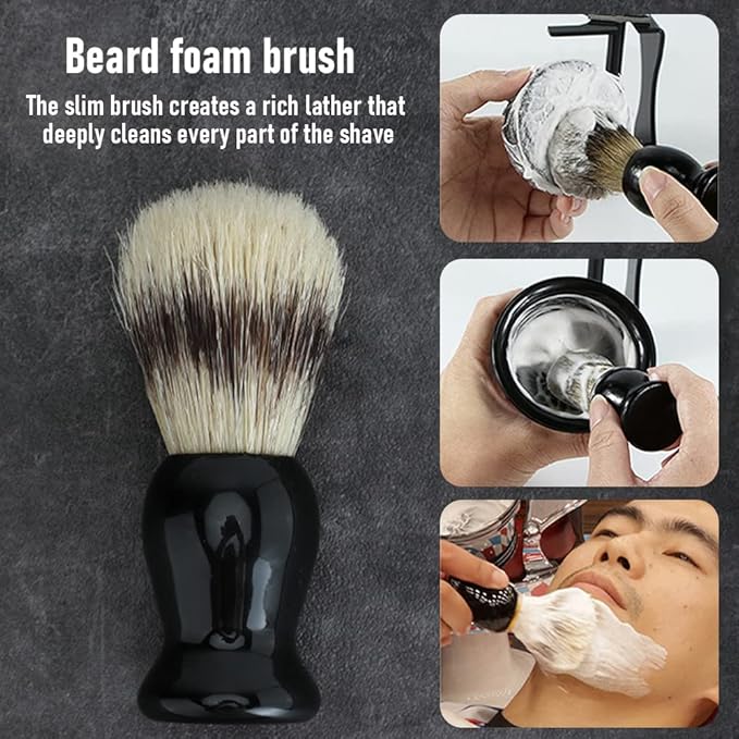 Professional Straight Blade Razor Kit with Strop - Straight Edge Barber Razor Stainless Steel Sharp Shaver Razor for Men Home & Salon Grooming Using (Black)