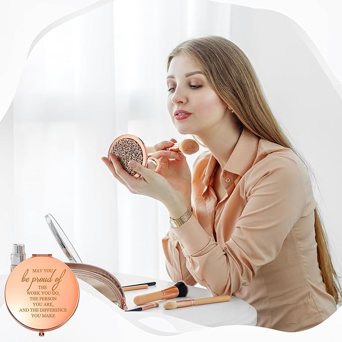 Unittype 30 Pcs Inspirational Compact Mirror Gifts for Women Employee Appreciation Gifts Pocket Magnifying Mirror Bulk May You Be Proud of The Work You Do for Makeup Coworker Mother's Day