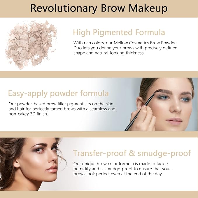 Mellow Cosmetics Brow Duo - Luminous Eyebrow Powder for Natural Looking, Voluminous Brows - Eyebrow Filler for Brows - Vegan Brow Definer - Blonde