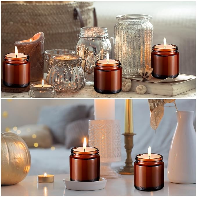 Norme 36 Pcs 4 oz Glass Jars with Lids Leakproof Round Airtight Empty Cosmetic Jars with Inner Liners Lid for Storing Lotions Powder Ointments Candle Making (Black,Amber)