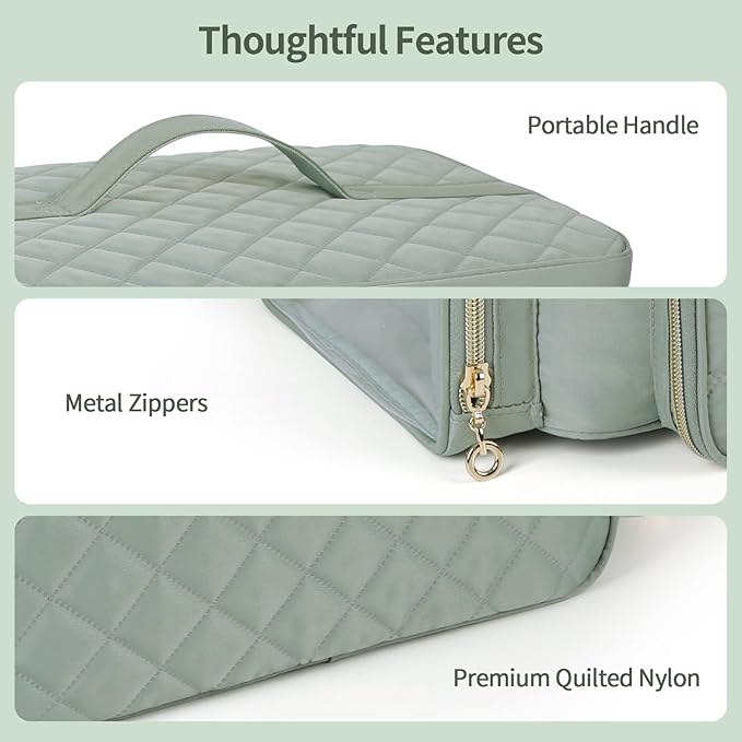 Nail Polish Organizer, Nail Polish Storage Holds 50-70 Bottles & Nail Lamp, Portable Travel Nail Kit Storage Carrying Case Fits Nail Suppiles, Gift for Manicurist, Grils (Green)