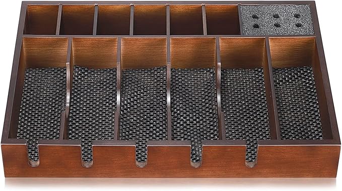 Noverlife Wooden Barber Clipper Tray, Anti-slip Hairdresser Clipper Organizer, Wood Barber Table Collector, Professional Hair Trimmer Holder, Cosmetic Container Razor Tool Case Box with 5 Slots