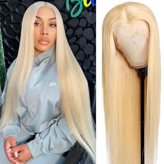 613 Lace Front Wig Human Hair 13x6 Blonde HD Lace Front Wigs Human Hair Pre Plucked 200% Density Straight Wigs Human Hair Blonde Wig 24 Inch