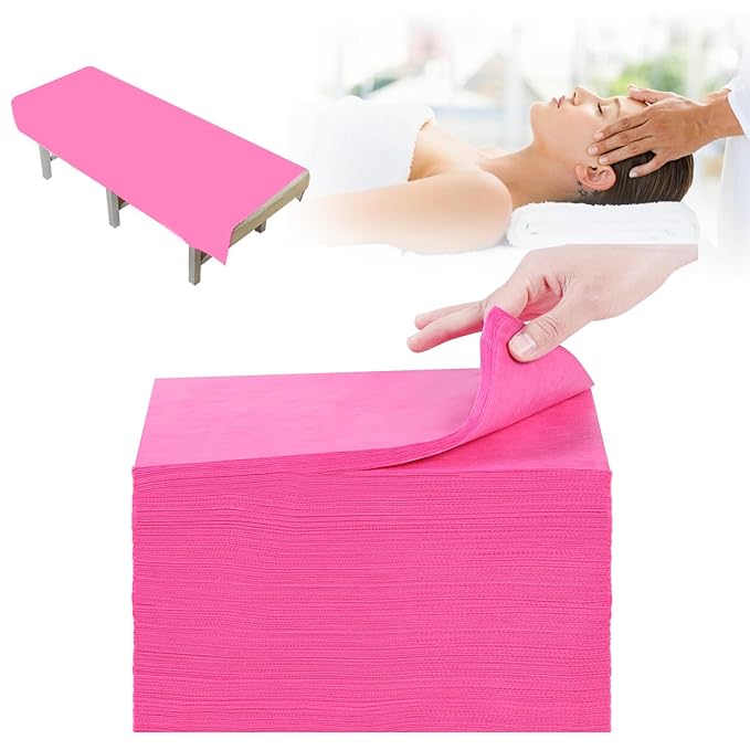 200Pcs Disposable Bed Sheets,31''x71'' Waterproof Massage Table Sheet Protector Non Woven Fabric Bed Cover for Massage Therapy Tattoo Beauty Salon Hotels Esthetician (White) (pink200pcs)