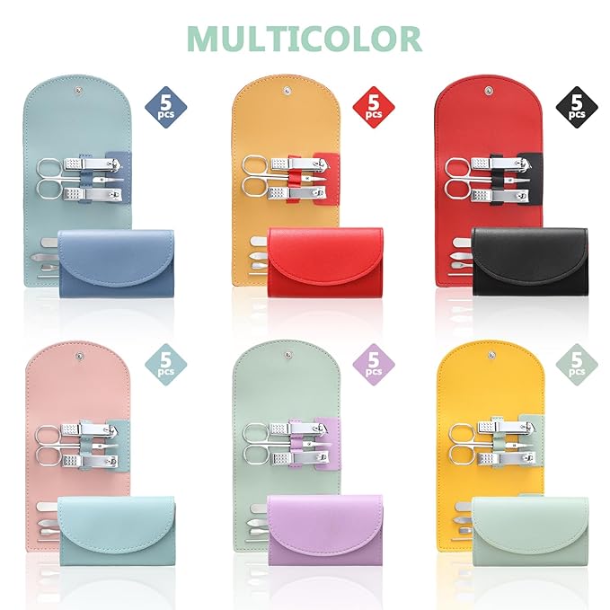 30 Set Manicure Kit Bulk Nail Clippers Kit 7 in 1 Mini Nail Clippers Stainless Steel Professional Nail Care Pedicure Kit with Travel Bag Grooming Kit for Valentine Women Men Home(Bright Color,Classic)