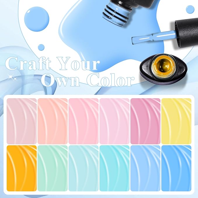 MEET ACROSS Pale Gel Nail Polish Set 18PCS Nude Gel Polish Kit 15 Colors Macaron Nail Polish Peach Pink Orange Blue Gel Polish Set Spring Summer Gifts for Women