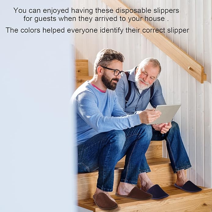 Geyoga 24 Pairs Disposable Slippers for Guests Bulk 2 Size Cotton Hotel Spa House Slippers for Graduation Wedding Party Shoeless Home Travel Individually Wrapped