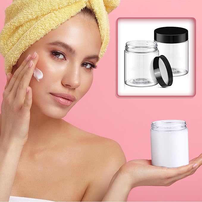 Tanlade 40 Pcs 8 oz Plastic Containers Jars with Lids Empty Clear Small Round Storage Jars for Powder Liquid Food Storage Kitchen Cosmetic Lotion Ointments Creams