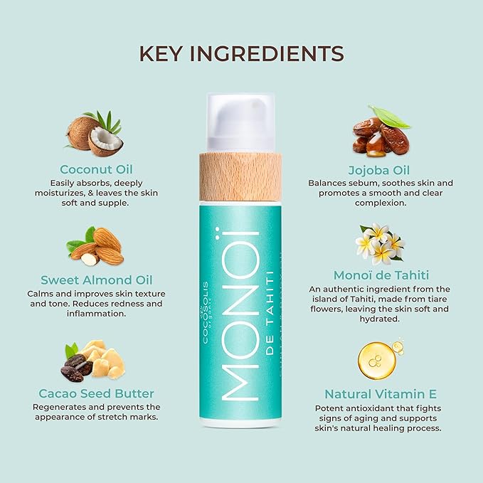COCOSOLIS MONOI Tanning Accelerator - Organic Tanning Oil with Vitamin E & Monoi de Tahiti Oil for a Fast Intensive Tan - Tanning Enhancer for a Chocolate Tan - Nourishing Body Lotion (3.72)