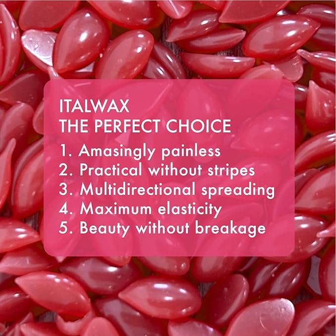 Italwax Rose - 500g / 1.1lb - Hard wax beads for hair removal - Natural formulation ideal for all skin type - Unscented - Recommended for Bikini Area and Armpits