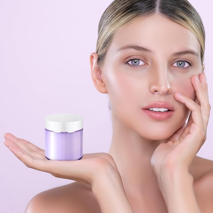 Norme 48 Pcs 4 oz Glass Jars with Lids Leakproof Round Airtight Empty Cosmetic Jars with Inner Liners Lid for Storing Lotions Powder Ointments Candle Making (Light Purple)