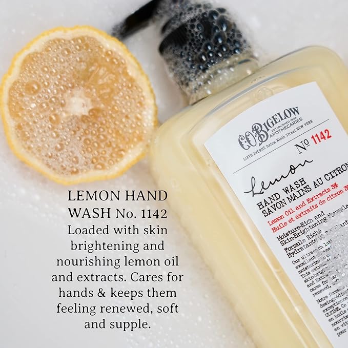 C.O. Bigelow Lemon Hand Wash - No. 1142, Moisturizing Liquid Hand Soap with Lemon Extract & Vitamin C, Cruelty Free & Gentle for All Skin Types, 10fl oz.