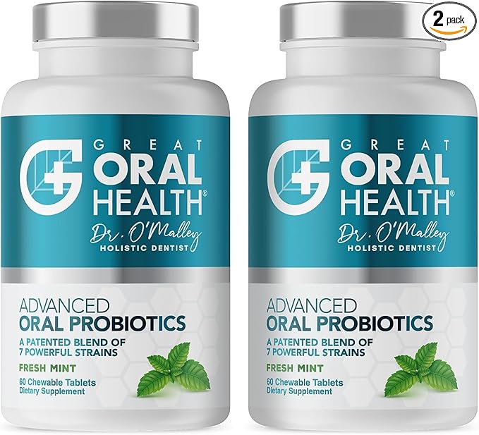 Oral Probiotics for Mouth Bad Breath Treatment for Adults: Dentist Formulated BLIS K12 M18 Advanced Oral Probiotics for Teeth and Gums, 60 Chewable Oral Health Probiotics Supplement Tablets (Mint 2pk)