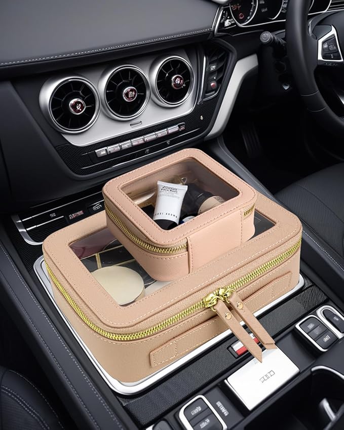 Clear Makeup Bag, Small Makeup Bag TSA Approved Toiletry Bag Cosmetic Travel Bag Cute Makeup Bag Organizer Makeup Case Pouch Car Essentials for Women Men