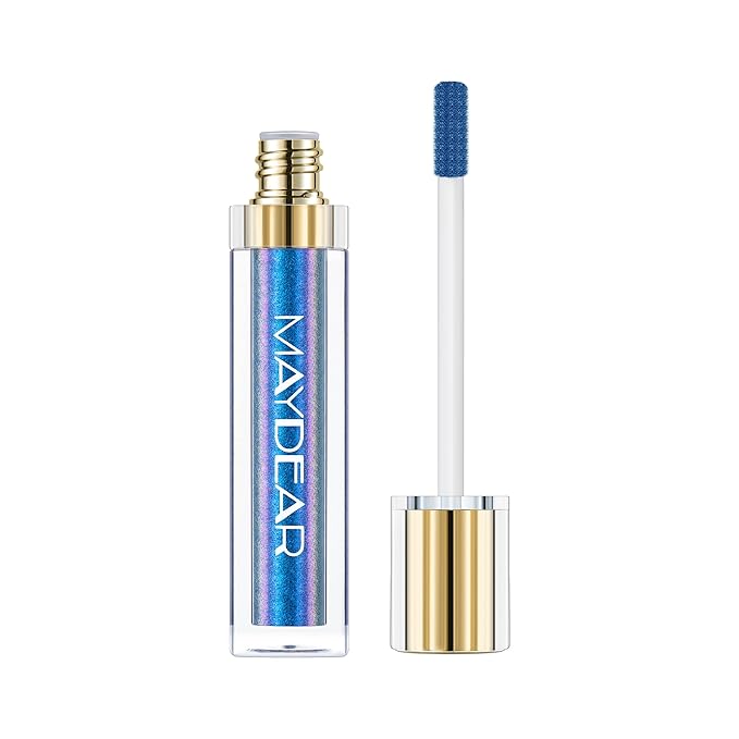 Maydear Chameleon Lipstick, High Pigmented Blue Lipstick for Women Metallic Shine Lip Gloss, Full-Coverage Multichrome Lipstick Long Lasting Rainbow Lip Makeup, Blue Cyan(03)