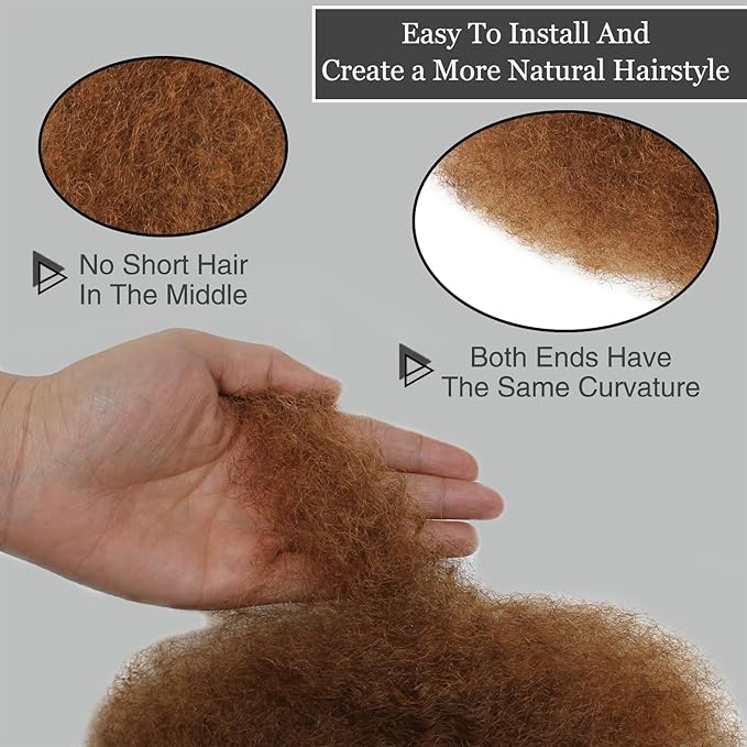 Afro Kinkys Bulk Human Hair 10 Inch 100g Auburn Brown Afro Kinky Curly Human Hair Bulk for Dreadlock Extensions, Micro Locs, Braiding Twists, Braids and Repair Locs(10 Inch, 30#)
