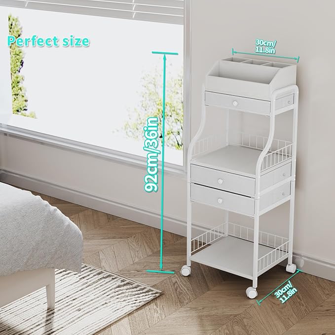 HapiRm Floor Makeup Organizer Storage - Vanity Skincare Make Up Organizers and Storage with Drawers, Cosmetics Display Cases Holder for Skin Care Nail Polish Perfume Makeup Brush