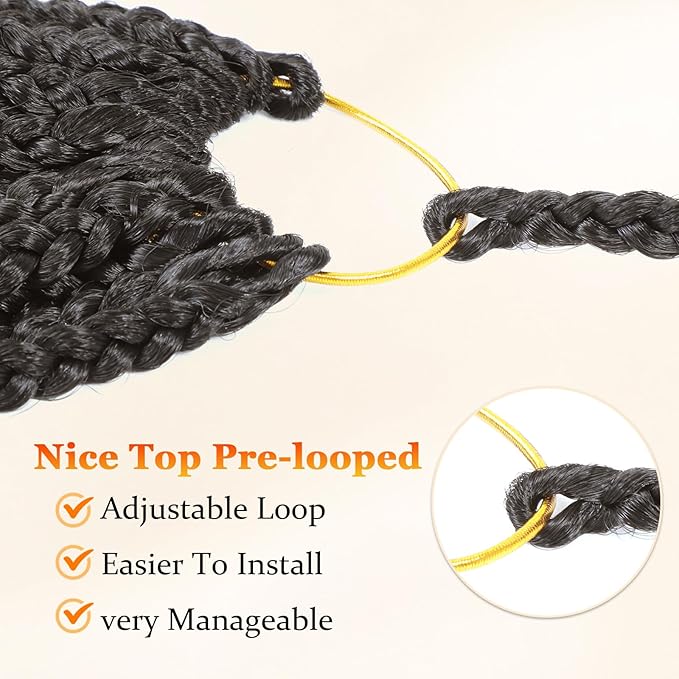 14 Inch Goddess Box Braids Crochet Hair Curly Ends 9 Packs Pre Looped Boho Crochet Box Braids Bohemian Box Braid Crochet Hair For Black Women (14Inch 9Packs,4)