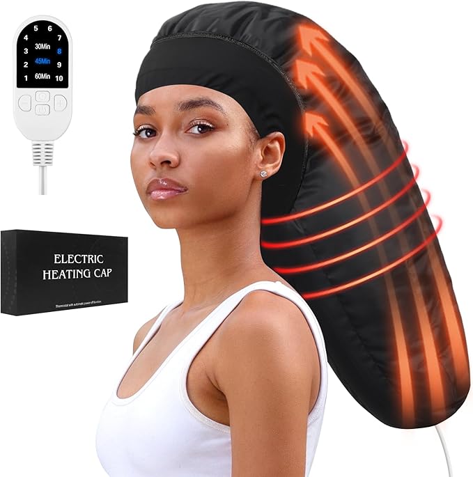 Hair Steamer for Deep Conditioning: Upgraded Heat Cap with 10-Level Fast Heating 3 Time Settings for Natural Hair Portable Thermal Steam Cap for Home Use Hair Treatment