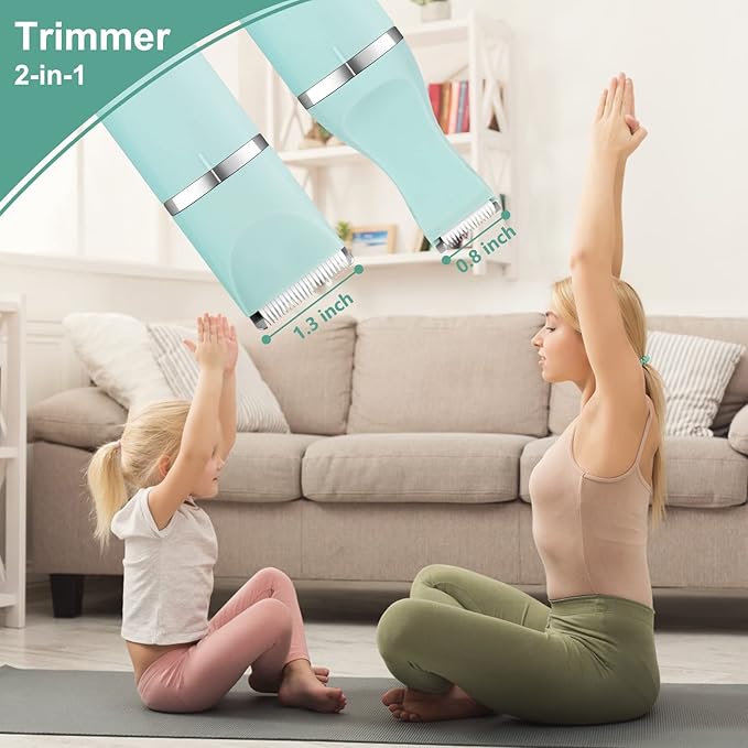 Manscape Bikini Trimmer for Men and Women,IP7X Waterproof Wet/Dry Groin Shaver,Electric Ball Trimmer Pubic Hair Trimmer Shaver,Snap-in Ceramic Blades,Green