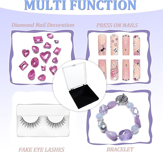 30 Sets Press on Nail Box Nail Display Case Artificial Nail Display Storage Box with 60 Pcs Adhesive Double Sided Tape Acrylic Nail Box Press On Nail Packaging for Nail Salon (Black, 2.76 x 2.76 inch)