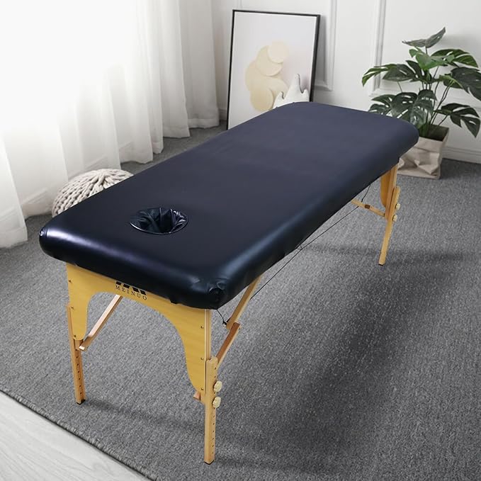32 Inches Wide Massage Table Cover with Face Breath Hole|100% PU Massage Table Cover Protector|Wipeable, Reusable & Waterproof Vinyl Massage Table Cover for Square Massage Tables
