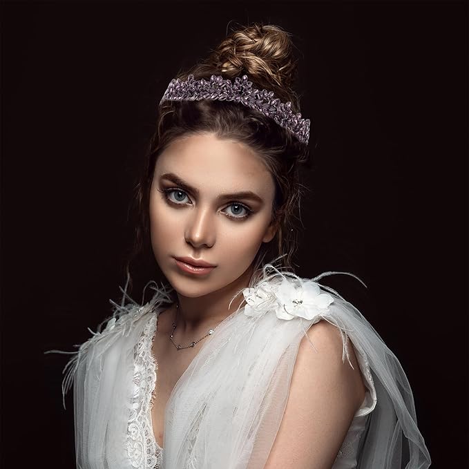 Women's Tiara, Crown for Henna Wedding Party | Glitter Hair Accessories for Bridal Birthday Pageant Prom Halloween Costume Christmas, Halloween Princess Crowns | Dream Design - Purple