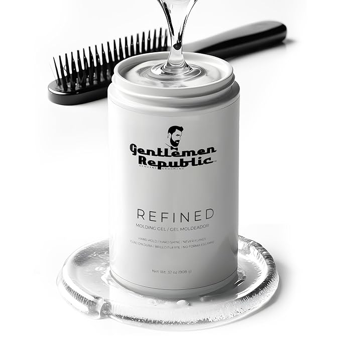Gentlemen Republic 32oz Refined Hair Gel for Men - Provides 24 Hour High Hold & Shine - Premium Mens Hair Styling Products with No Beeswax, Alcohol, Parabens & Humidity Resistant