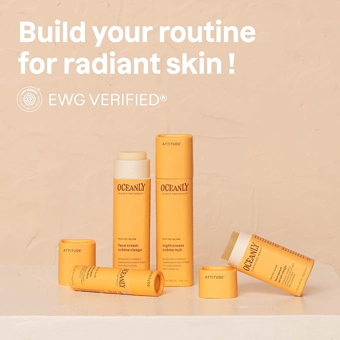 ATTITUDE Oceanly Eye Cream Stick, EWG Verified, Plastic-free, Plant and Mineral-Based Ingredients, Vegan and Cruelty-free Beauty Products, PHYTO GLOW, Unscented, 0.3 Ounce