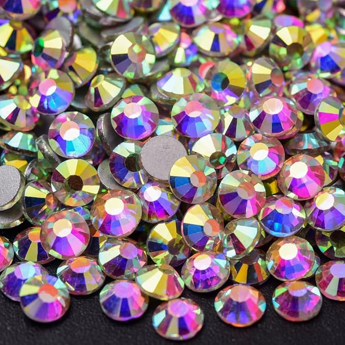 Blinginbox Flatback Rhinestones Bulk,14400pcs Crystal Round Loose Gemstones Glass Rhinestones for Crafts Makeup Nail Art Clothes Shoes DIY Decorations(SS10,2.7-2.9mm,Crystal AB)