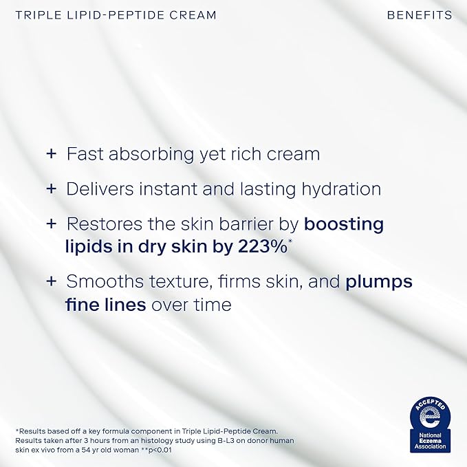 Skinfix Barrier+ Triple Lipid-Peptide Cream: Enriched with Lipids, Peptides, Hyaluronic Acid, and Shea Butter for Brightening, Firming, and Plumping, 3 oz